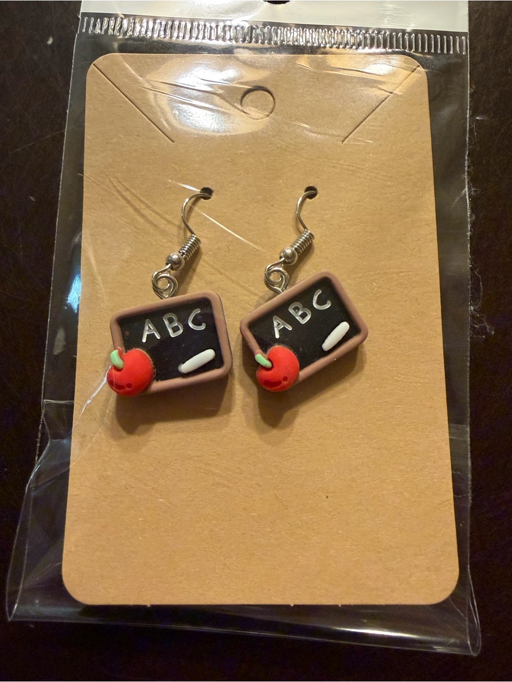 Blackboard ABC Apple Dangle Earrings Back To School Teacher NWT